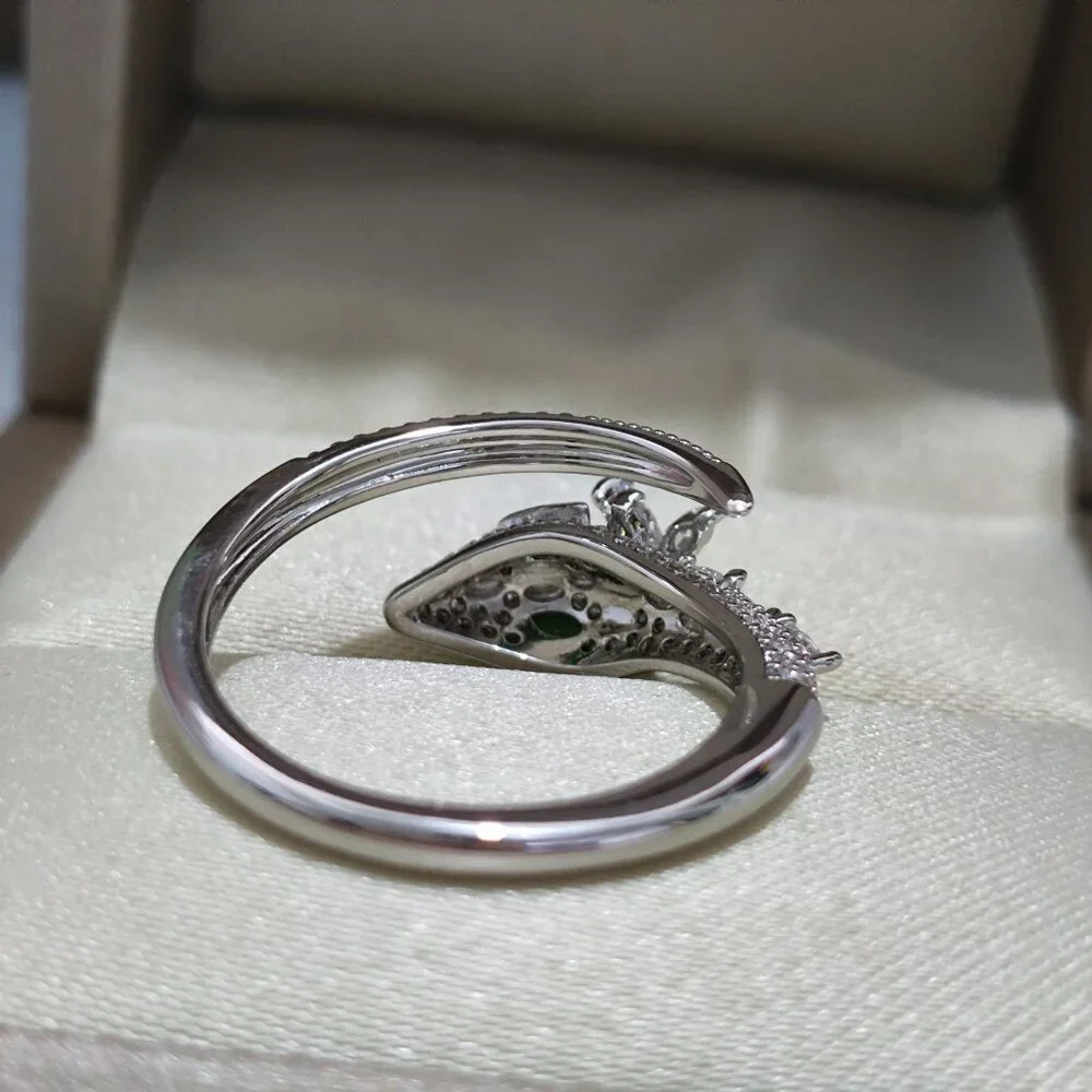 Bvlgari Serpenti Series Emerald Eye Diamond Snake Ring - Picture 8 of 11